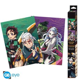 DEMON SLAYER - Set 2 Poster Chibi "Unterhaltungsviertel"  Erleben Sie den Nervenkitzel aus dem Unterhaltungsviertel mit diesem Demon Slayer Chibi Poster! Es zeigt Tanjiro, Tengen, Daki und Gyutaro.